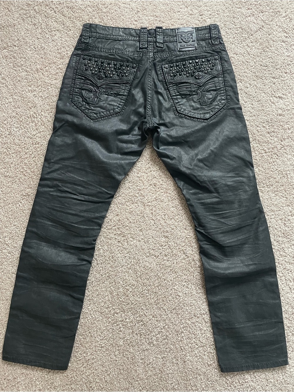 Rock Revival Men's Black Moto Jeans - Picture 5 of 7